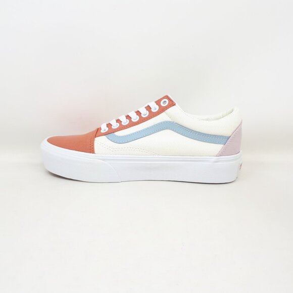 Vans Old Skool Platform Casual Shoe Sneaker Twill Pastel White Womens Size NEW - Picture 2 of 12